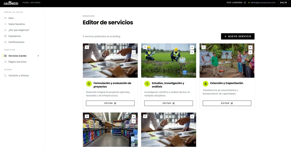 Eco Amazónico Perú: panel administrativo, vista 3