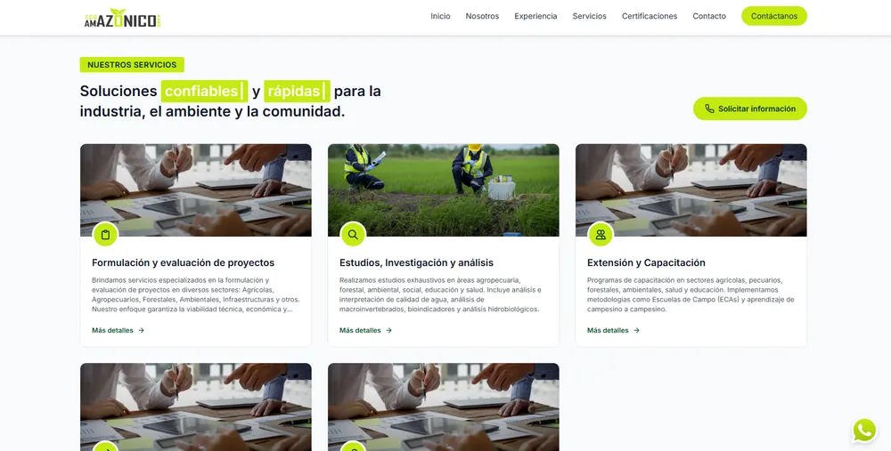 Eco Amazónico Perú: página web, vista 2