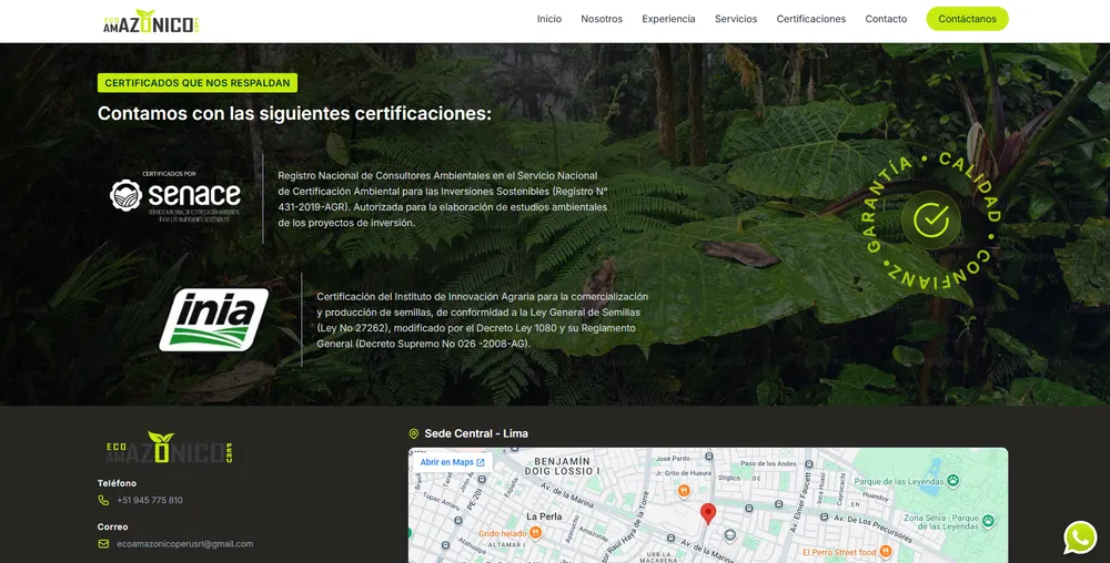 Eco Amazónico Perú: página web, vista 4