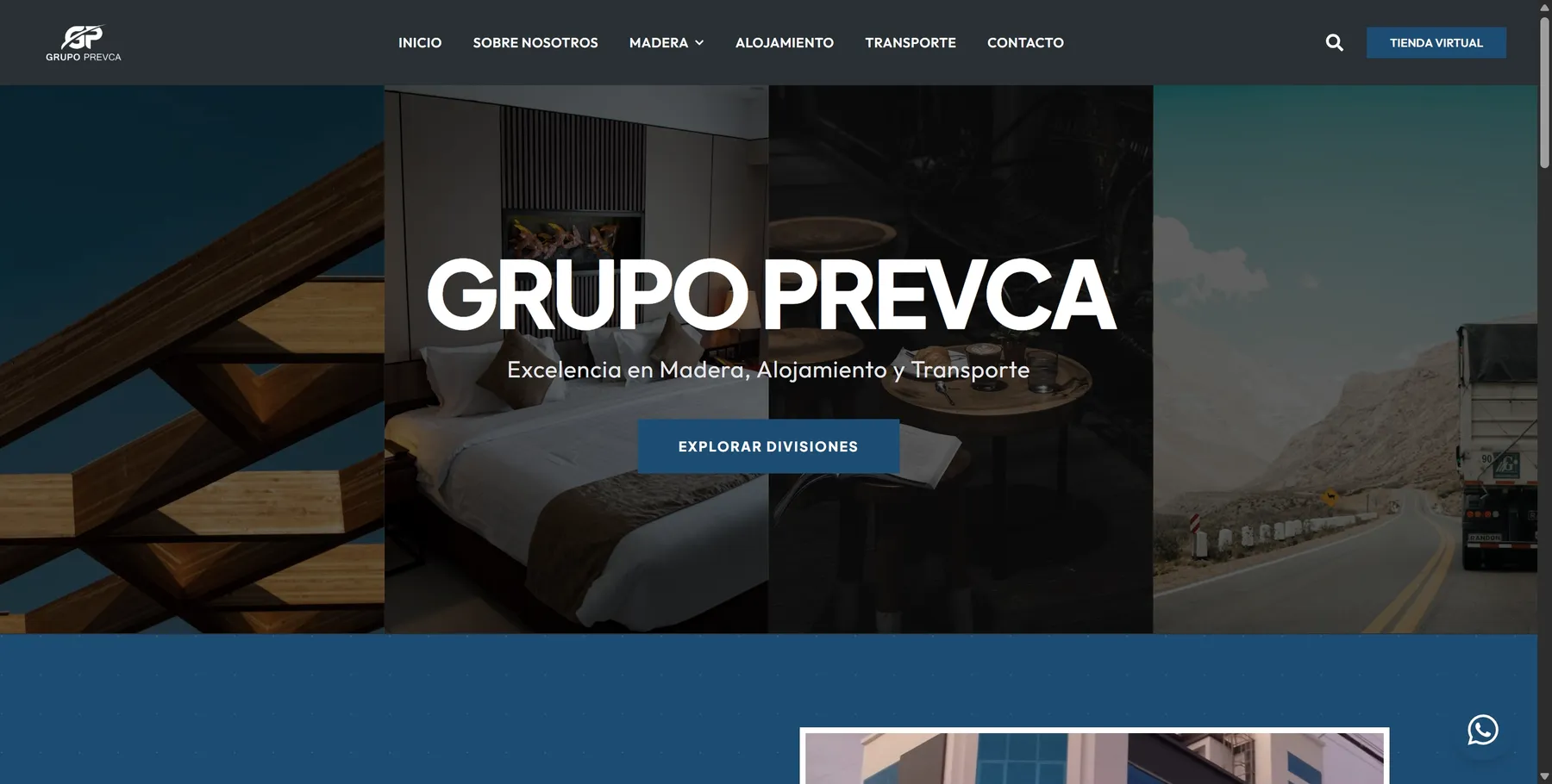 Captura de la página web de Grupo Prevca