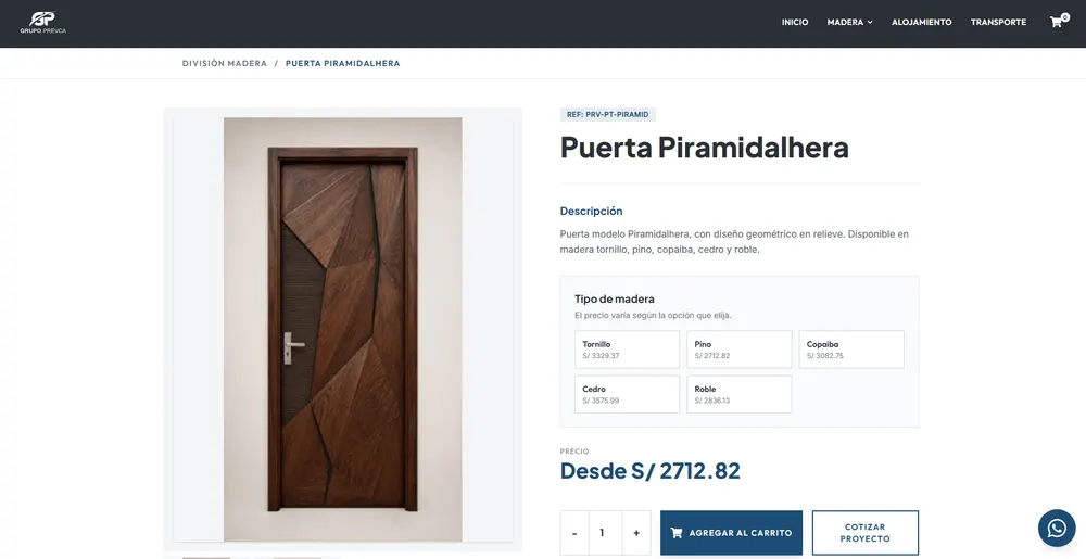 Grupo Prevca: página web, vista 4