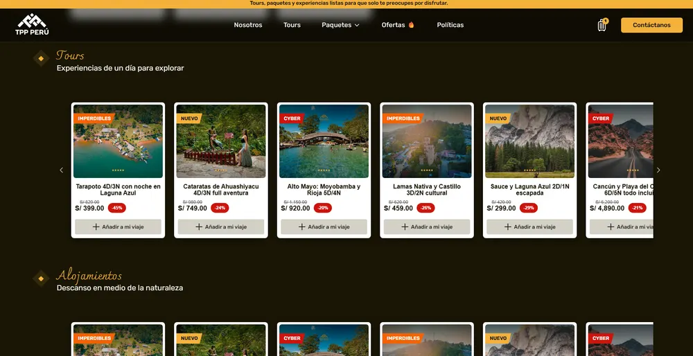 TPP Peru - Hotel y Tours: página web, vista 2
